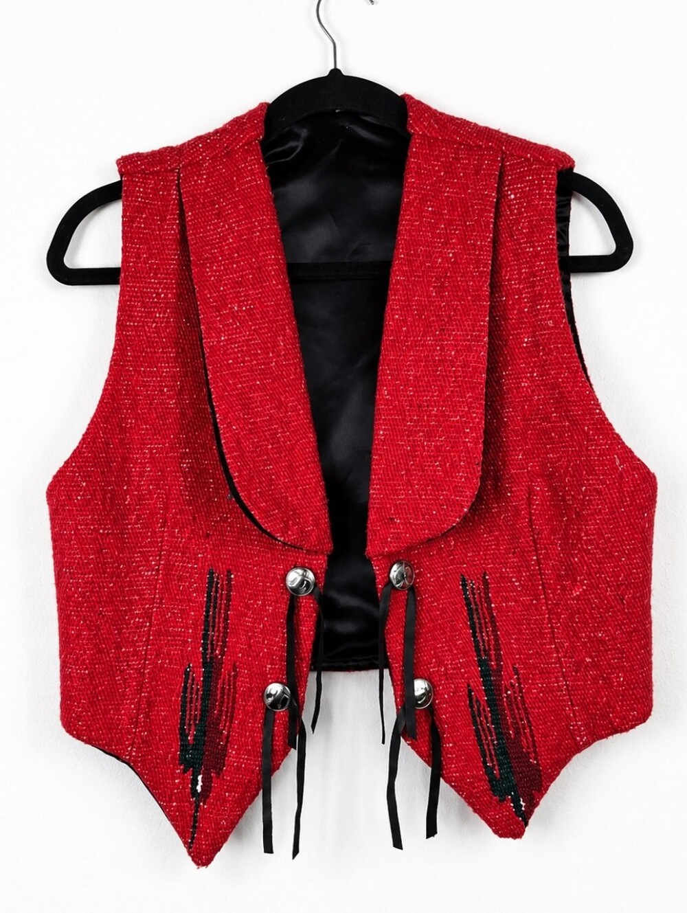 Vintage Dion of Texas Red Southwestern Western Wool Blend Vest Concho Cowgirl PS